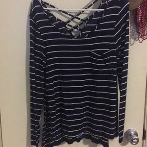 Navy Blue long sleeve striped shirt